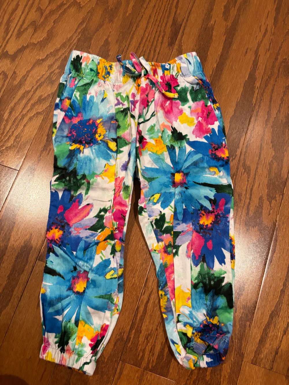 Polo by Ralph Lauren Girls Floral Stretch Leggings in Blue, Pink & Yellow